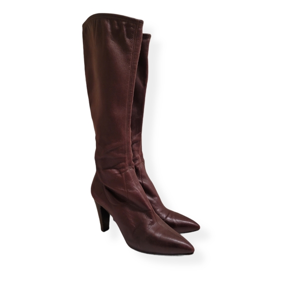 Sergio Rossi Brown Leather Tall Sock Boot - Picture 3 of 10
